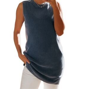 Callahan Revolve Blue Sleeveless Knit Tunic Sweater Top Women’s Size XS
